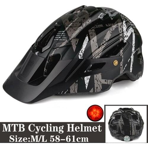 BATFOX Bicycle Camouflage Helmet With Light In-Mold MTB Cycling Helmet for Men Women Ultralight Helmet Sport Safety Equipment