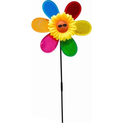 Sunflower Windmill Smile Face Outdoor Garden Decoration Easy To Assemble Smiley Creative Design Plastic Funny Colorful Winnower