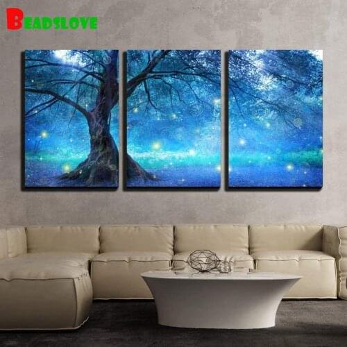 Fairy tree in mysterious forest NEW Arrival 5D Diy Diamond Painting Full Square Triptych Diamant Mosaic Pasted diamnd embroidery