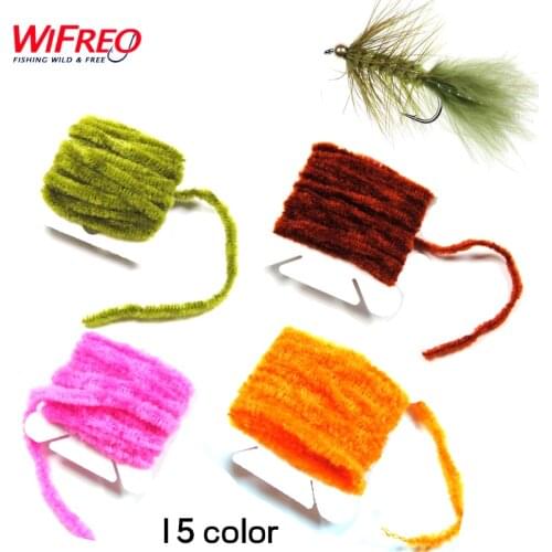 2 Cards Fly Tying Tinsel Chenille for Woolly Bugger Worms Leech etc. Fishing Flies Tying Body Material ( black olive yellow red