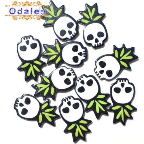 10Pcs/lots Funny Skull Acrylic Flatback Button Halloween Resin Scrapbooking DIY Crafts Supplies Cabochons Embellishment