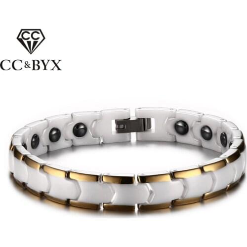 CC Health Care Jewelry Bracelets For Women Hematite Ceramics Bangles Titanium Stainless Steel Magnetic Armband Mannen CBRM-001