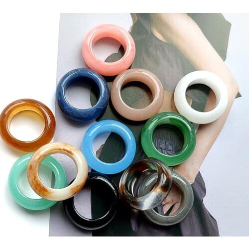 Vintage Colorful Transparent Acrylic Resin Rings For Women Korean Summer Simple candy Geometric Round Rings Wedding Jewelry Gift