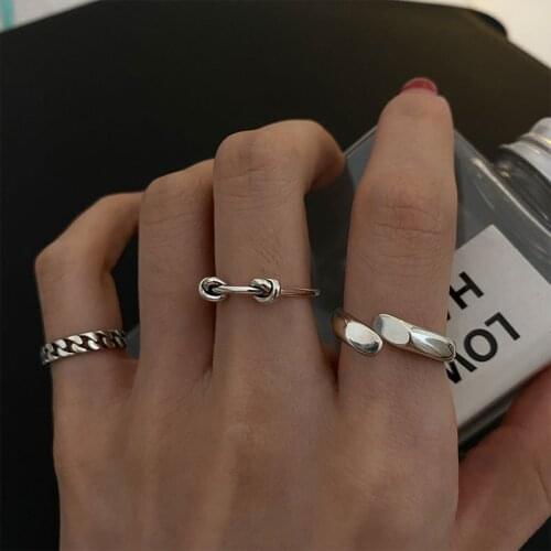 Female S925 Silver Woman Ring Handsome Cool Girl Sthdent Chain Finger Rings All-Match Jewelry Popular Women Accessories Rings