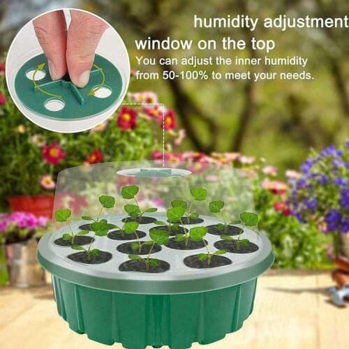 1 Set Round Cells Seedling Starter Tray Humidity Adjustable 13 Holes Garden Plant Germination Flower Pots Nursery Grow Box