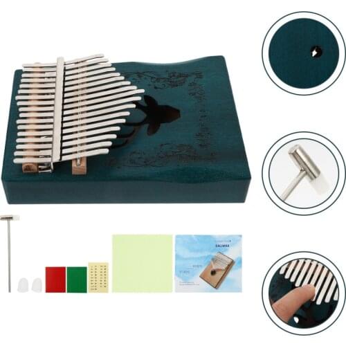 17 Keys Thumb Piano Portable Wooden Dog Pattern Finger Instrument Ornament