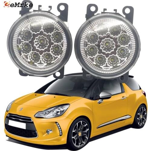 2PCS Car Styling 9-Pieces LED Fog Light Lamp for Citroen DS3 2010 2011 2012 2013 2014 2015 H11 12V Halogen Fog Lights DRL