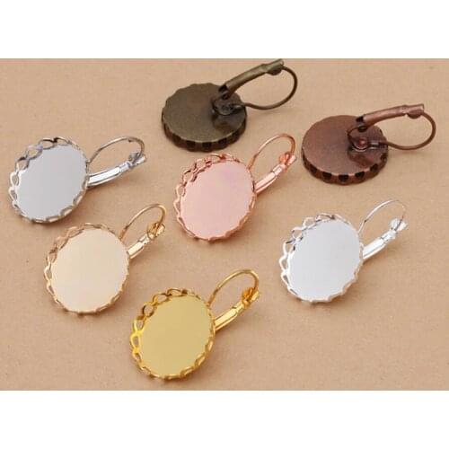 200pcs leverback earrings hooks 10mm 12mm 14mm 16mm 18mm 20mm lace bezel blank earring base earring findings