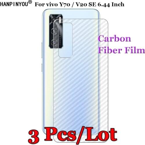 3 Pcs/Lot For vivo Y70 / V20 SE 6.44" 3D Non-slip Clear Carbon Fiber Back Film Screen Protector Protective Sticker