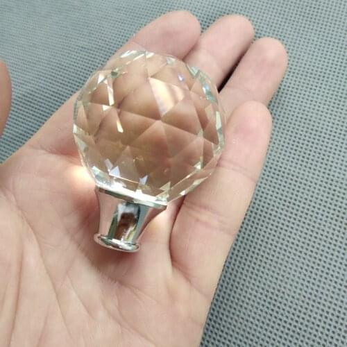 4pieces/lot 40mm clear crystal faceted ball with M10 chrome holder bracket for table lamp part or Drawer decor home decoration