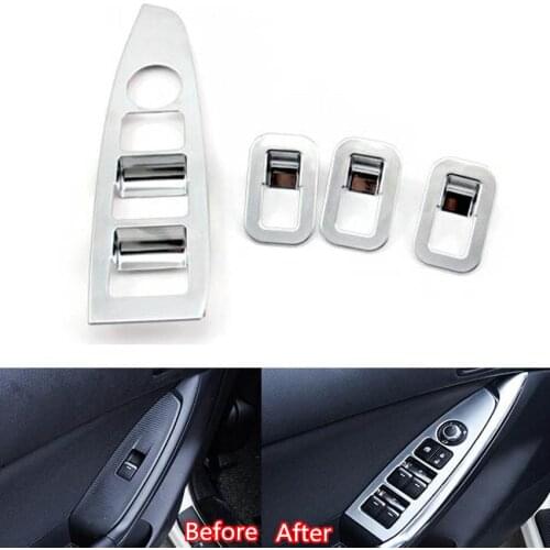 4x Car Interior Armrest Window Lift Adjust Button Switch Decoration Trim Cover Sticker Frame For Mazda CX-5 2013-2015 Car-covers