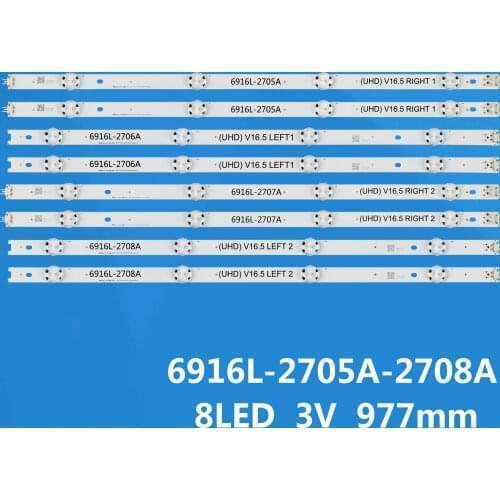 5set=40PCS LED backlight strip for LG 49inch TV 49UH603V 49UH620V LC490DGE 6916L-2705A 6916L-2706A 6916L-2707A 6916L-2708A