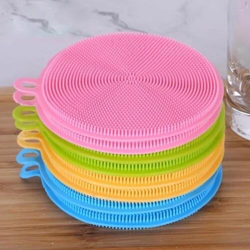 5pcs Multifunctional Silicone Dish Washing Brush Bowl Pot Pan Wash Cleaning Brushes Cleaner Sponge Scouring Kitchen Accessories