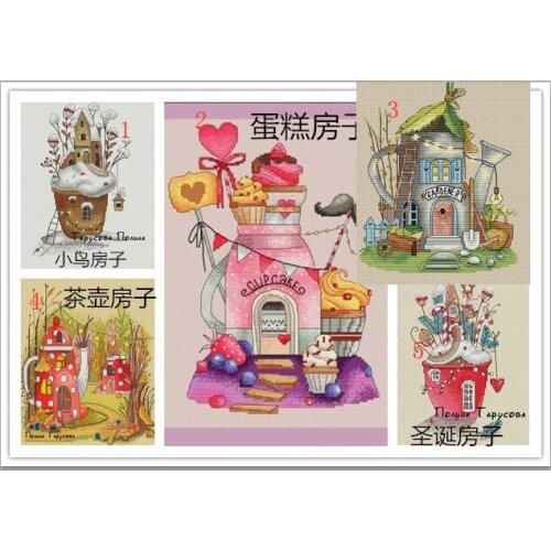 6-HH Mouse avatar Counted Cross Stitch Kit Cross stitch RS cotton with cross stitch Teapot cake garden Christmas bird