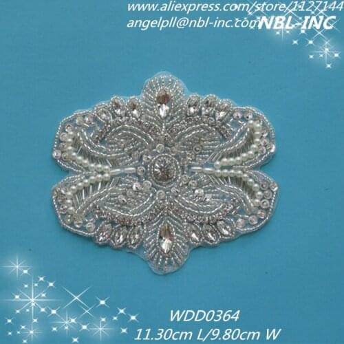 Crystal beaded rhinestone applique patch iron on for dress WDD0364