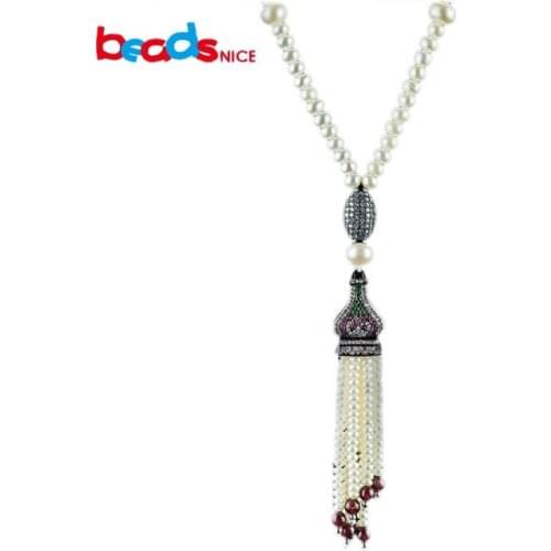 Beadsnice top quality womens necklaces wholesale long necklace perfume tassel pendant 925 silver vintage pearl necklace ID29809