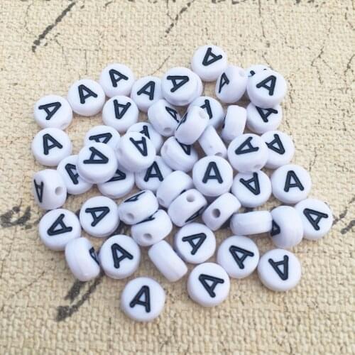 Free Shipping 3600 pcs Flat Round Shape Acrylic Letter Alphabet Beads Jewelry White Color 4*7mm Acrylic Letter Initial A Beads
