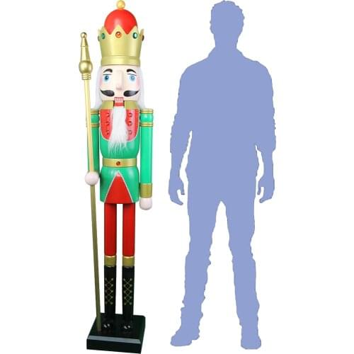 CDL 6feet/180cm/6ft/6foot Life size large/Giant Green Christmas Wooden Nutcracker King & Soldier Ornament Doll Gift K27