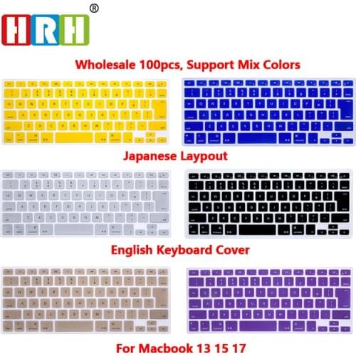 HRH 100pcs Durable Sim Silicone English Keyboard Cover Skin Protector for Macbook Air Pro Retina 13" 15" 17" Japanese Version