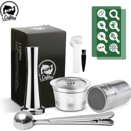 Reusable Coffee Filter forCaffitaly Tchibo Cafissimo Refillable Stainless Coffee Capsule Pod Tamper Cake Stencils Coffee Sifter