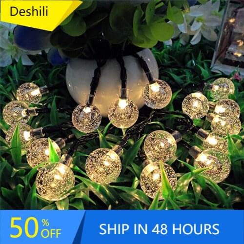 Top sale 20/30/50 LED Crystal ball LED Solar Lamp Power LED String Fairy Lights Garlands Garden Christmas Decor For Outdoor