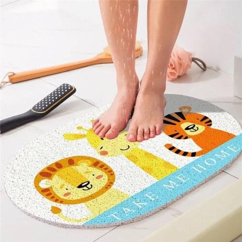 Cute Cartoon Animal Bathing Mat Hollow Shower Room Floor Mat PVC Mesh Bottom Wire Loop Bathroom Door Mat Non-slip