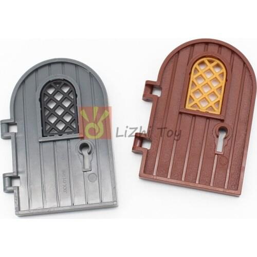 MOC 64390 Door 1x4x6 Round Top with Window and Keyhole Enlighten Building Blocks Educational Toy Compatible Construction