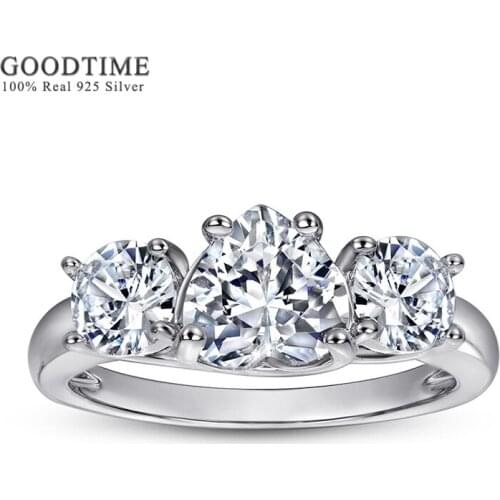 Fashion Woman Ring Pure 100% 925 Sterling Silver Ring Luxury Heart Zircon Wedding Bride Ring Jewelry Anniversary Gift For Lover