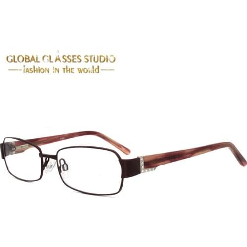 Fashion New Lady Women Metal Acetate Eyewear Eyeglasses Optical Frame Dark Red A1453-RED