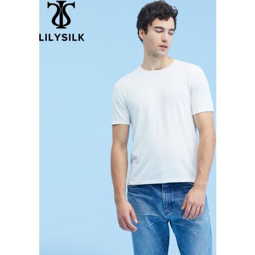 LilySilk Mens Silk Knitted T Shirt Crew Neck Free Shipping