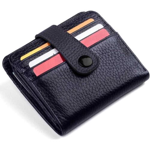 Cosmopolit Genuine Leather Functional Trifold Mens Wallet with Snap Closure Black