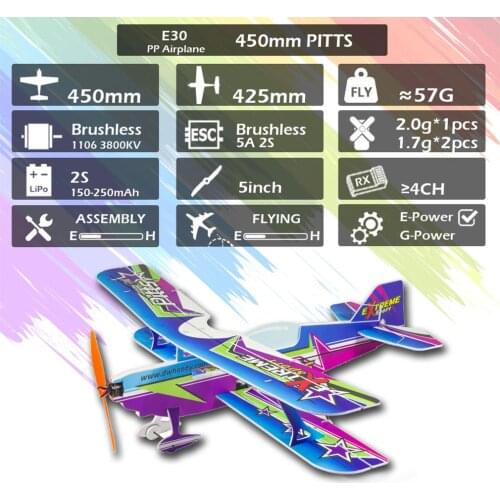 2021 New E3001 PITTS RC Airplane Aircraft Foam Plane 450mm Wingspan Outdoor Flight Toys DIY Assembly Model KIT Version