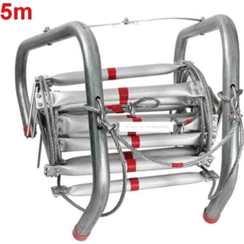 New 5M High Quality Fire Rescue Equipment Aluminum Alloy Wire Rope Life-saving Ladder Escape Rope Ladder to Safety Self-help