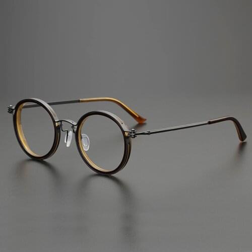 Vintage eyeglasses frame men Retro round titanium optical eyewear Myopia reading prescription women glasses