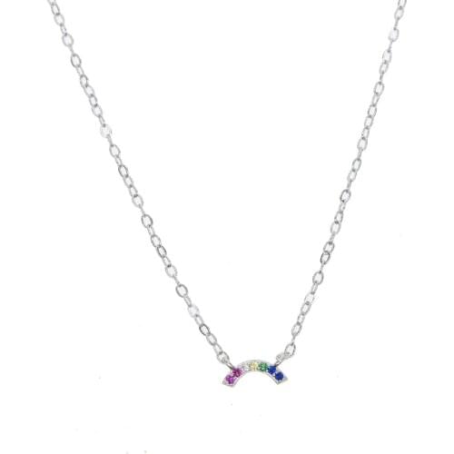 CHEAP wholesale brass cz jewelry simple geometric rainbow charm chain necklace for girl high quality