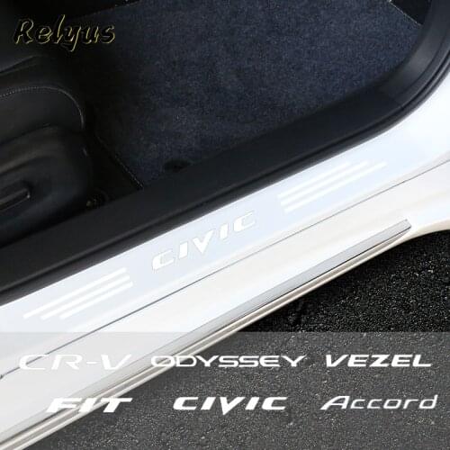 Car Door Sill Protector Threshold Decoration Scratch Transparent Film For Honda Civic CR-V Odyssey Vezel Fit Accord Accessories