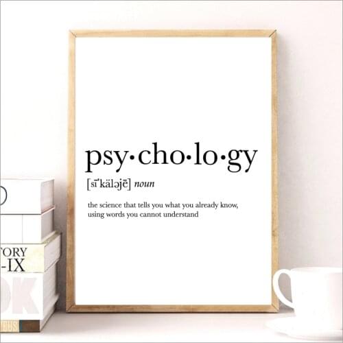Psycholog Gifts Print Funny Definition Poster, Psychology Quote Canvas Painting College Dorm Room Wall Art Minimalist Poster