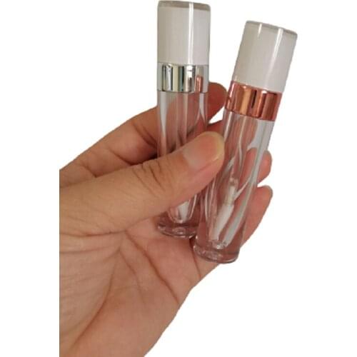 5.5ml Empty Plastic Lip Gloss Tube Clear Refillable Bottle Cosmetic Packaging Container Round Lip Gloss Containers 50pieces