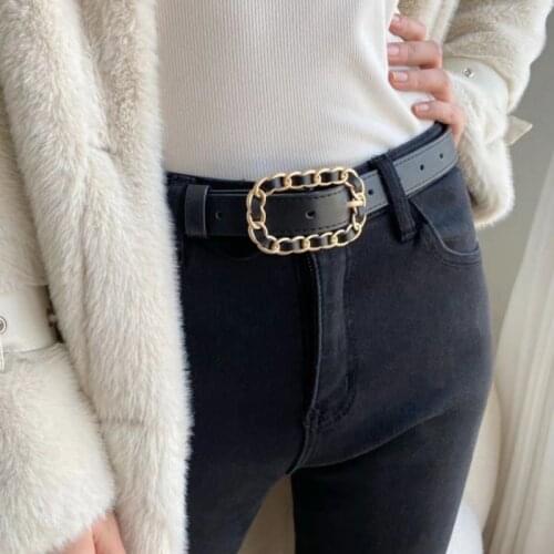 New Fashion PU Leather Belt For Women Personality Metal Buckle Waist Strap Designer Ladies Jeans Dress Decoration Waistband