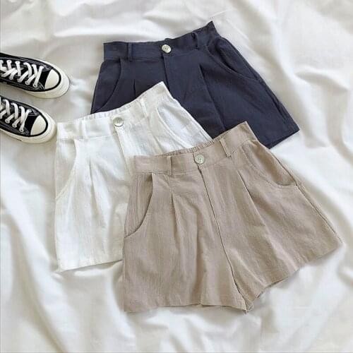 Shorts Women Summer 2021 New High Waist Casual Womens Loose Trendy All-match Simple Daily Elegant Lovely Solid Female Sweet