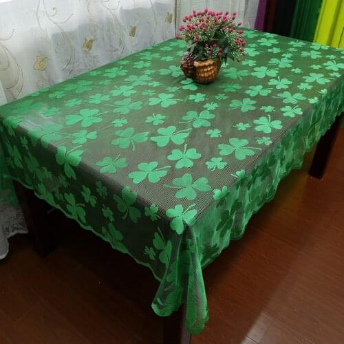 St. Patricks Day Table Runner Green Clover Reusable Tablecloth Table Runner Can Match Your TV Stand Coffee Table Refrigerator
