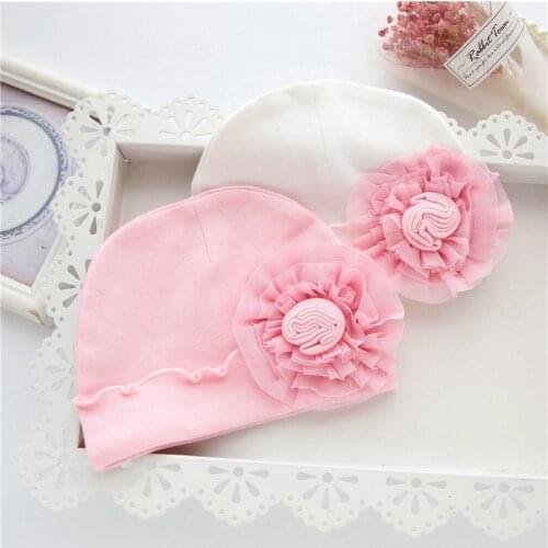 YUXIC Newborn Baby Princess Hats Flower Cotton Soft Infant Girls Beanie Beautiful Baby Bonnet Cap