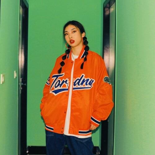 Women Letter Print Button Tide Brand Bomber Jacket Lady Sportwear Thin Casual Loose Outwear Baseball Jackets Autumn Trend