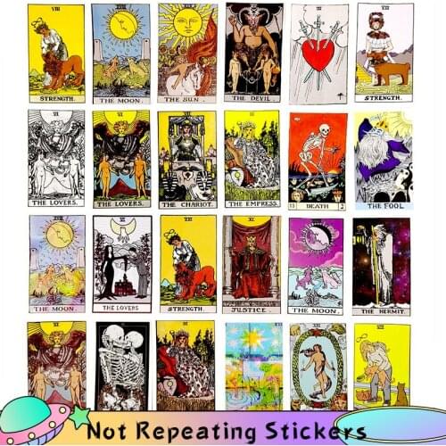 10/60Pcs/set Tarot Card Divination Cartoon Stickers For Skateboard DIY TOY Fridge Laptop Luggage Notebook Guitar Scrapbook