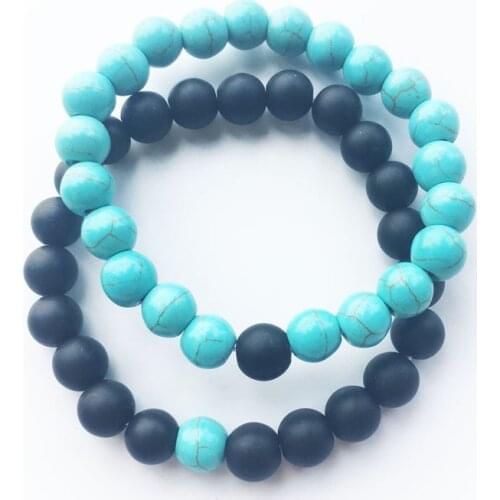 8mm 10 Style 2pcs/set Beads Bracelet Women Natural Lava Volcanic Couple Bracelet 2019 Fashion White Pine Men Bracelet Wholesale