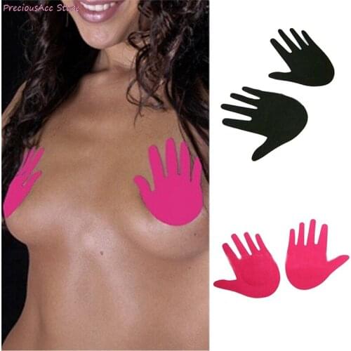2021 New 1 Pair Women Eshylala Adhesive Nipple Covers Disposable Bra Body Breasts Stickers Invisible Hand Shape Bra Pads