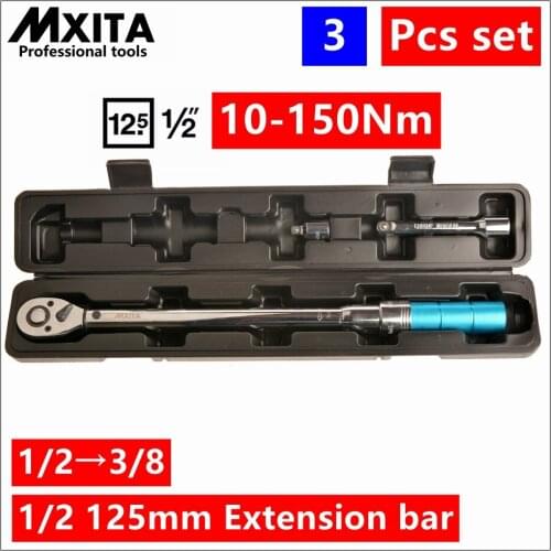 3PCS 1/2" Driver Click Adjustable Micrometer Torque Wrench Hand Tool Spanner High Quality