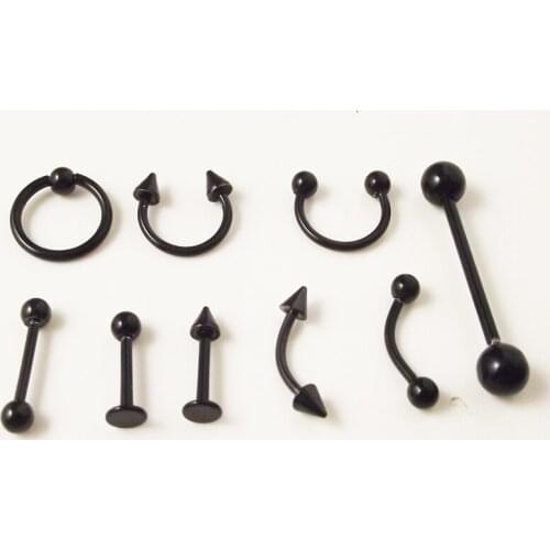 9 pieces/set Circular Barbell Nostril Nose Eyebrow Belly Ring Nipple Helix Body Jewelry Kit