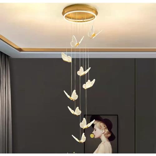 Acrylic exhibition hall staircase long line lamp living room decoration dining room chandelier bedroom bedside Chandelier