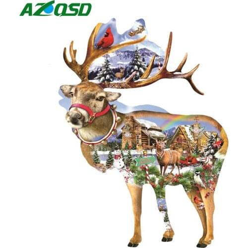 AZQSD 5D Diamond Painting Deer Full Square Drill Decor For Home Diamond Embroidery Animal Sale Full Kits DIY Handmade Gift